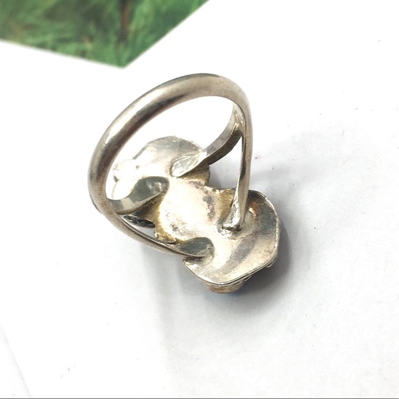 turquoise coral Navajo ring.Navajo jewelry midi ring. Statement silver ring - Picture 2 of 4